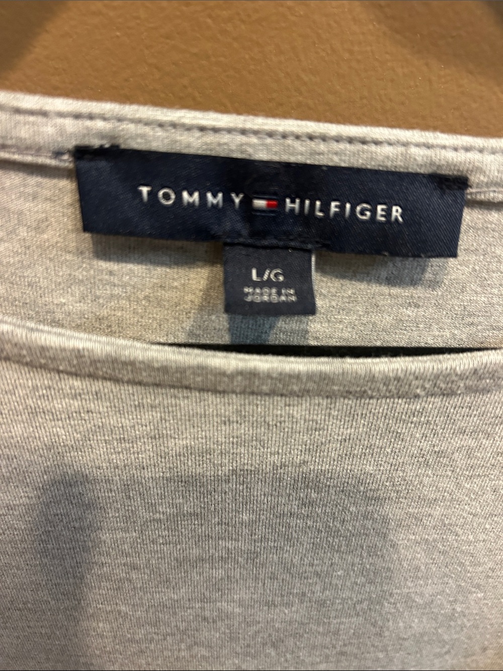 Tommy Hilfiger Light Gray Boatneck Top with Side Stripe Detail - Picture 2 of 5